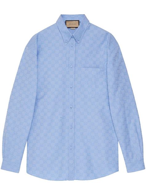 light blue gucci button down|GG Supreme cotton shirt in light blue .